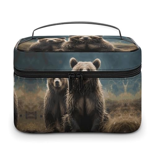 GFLFMXZW Make-up-Tasche, Reise-Kosmetiktasche für Frauen, Begegnung, Tierbär, Make-up-Tasche für Geldbörse, großer Make-up-Organizer, Empfangstasche, Tierbär, 25 x 18 x 15 cm, Kosmetiktasche, von GFLFMXZW