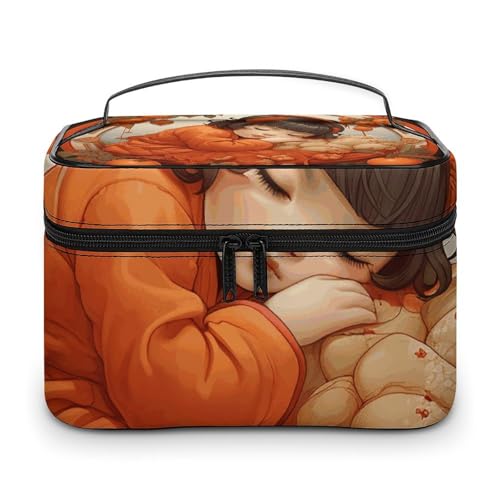 GFLFMXZW Make-up-Tasche für Damen, Reise-Kosmetiktasche für Damen, zum Schlafen, Orange, Make-up-Tasche für Geldbörse, großer Make-up-Organizer, Empfangstasche, Schlaf-Orange, 25 x 18 x 15 cm, GFLFMXZW Make-up-Tasche für Damen, Reise-Kosmetiktasche für Damen, zum Schlafen, Orange, Make-up-Tasche für Geldbörse, großer Make-up-Organizer, Empfangstasche, Schlaf-Orange, 25 x 18 x 15 cm, von GFLFMXZW