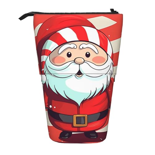 GFLFMXZW Niedliches Federmäppchen mit Weihnachtsmann-Aufdruck, Stehendes Federmäppchen, Teleskop-Federhalter, Pop-Up-Bleistifttasche, tragbare Make-up-Tasche mit Reißverschluss, Schwarz , von GFLFMXZW