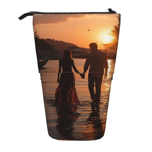 GFLFMXZW Promise Federmäppchen, Stehendes Federmäppchen, Teleskop-Federhalter, Pop-Up-Bleistifttasche, tragbare Make-up-Tasche mit Reißverschluss, Schwarz , Einheitsgröße von GFLFMXZW