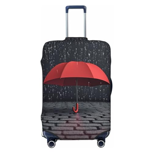 GFLFMXZW Reisegepäck-Abdeckung, roter Regenschirm im Regen, Kofferabdeckungen für Gepäck, modischer Koffer-Schutz, passend für 45,7–81,3 cm Gepäck, Schwarz, X-Large von GFLFMXZW