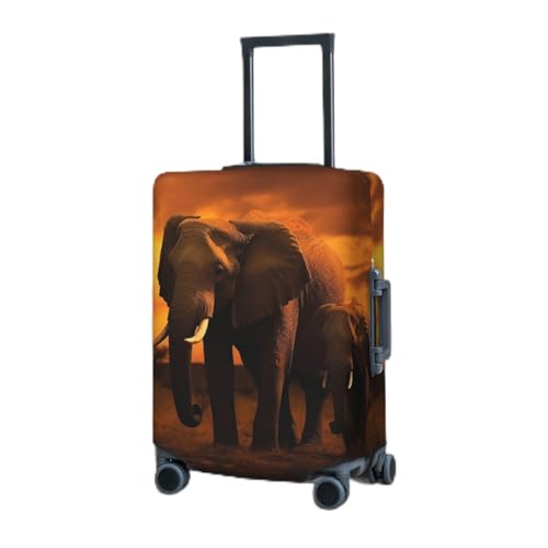 GFLFMXZW Reisegepäckabdeckung, elastisch, Sonnenuntergang, Eltern-Kind-Elefant, Gepäckschutz, Schutzabdeckungen für Reisen, kratzfeste Gepäck, dekorative Abdeckung für Erwachsene (45,7–81,3 cm), von GFLFMXZW