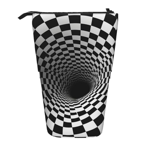 GFLFMXZW Visual Illusions Print Pencil Case Standing Pencil Bag Telescopic Pencil Holder Case Pop Up Pencil Pouch Portable Makeup Bag With Zipper Closure, Schwarz , Einheitsgröße von GFLFMXZW