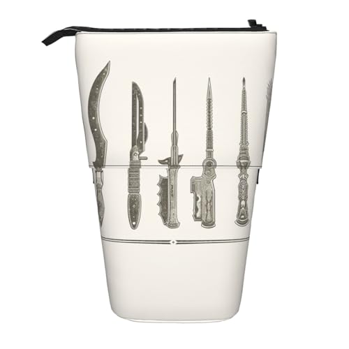 GFLFMXZW Wählen Sie Ihre Waffe bedrucktes Federmäppchen, Steh-Bleistifttasche, Teleskop-Federhalter, Pop-Up-Bleistifttasche, tragbare Make-up-Tasche mit Reißverschluss, Schwarz , Einheitsgröße von GFLFMXZW