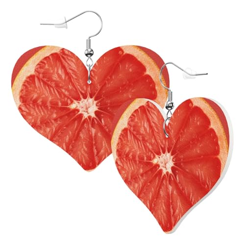 Leder-Ohrringe für Damen, baumelnde Ohrringe, rosafarbene reife Grapefruit-Scheibe, doppelseitiger Ohrring, Schmuck, modische Sternform, Festival-Zubehör, Statement-Schmuck für Geburtstagsparty, von GFLFMXZW