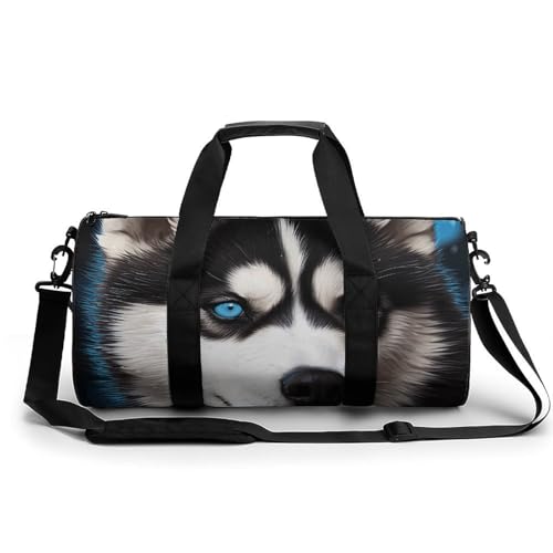 Seesack für Herren und Damen, Sporttasche, Flugzeug, Reisen, Seesack, wasserdicht, Übernachtungstasche für Sport, Workout, Blue Eyed Husky, 17.7in/9in/9in Seesack für Herren und Damen, Sporttasche, Flugzeug, Reisen, Seesack, wasserdicht, Übernachtungstasche für Sport, Workout, Blue Eyed Husky, 17.7in/9in/9in von GFLFMXZW