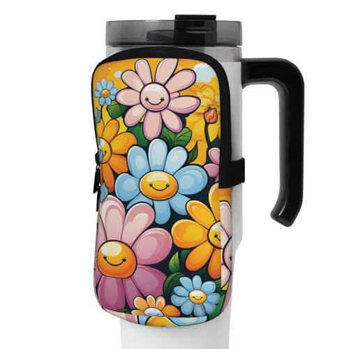 Wasserflaschen-Beutel, Sportflaschen-Zubehör, Tasche, Cartoon, niedliche Blumen, tragbare Wasserflaschen-Beutel für Fitnessstudio, Wasserflaschen, Zubehör für Wandern, Becher, Trinkflasche, Tasche für von GFLFMXZW