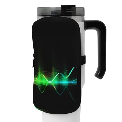 Wasserflaschen-Beutel, Sportflaschen-Zubehör, Tasche, coole Musik, Schallwelle, Hand-Trinkflaschen-Beutel für Fitnessstudio, Wasserflaschen, Zubehör für Wandern, Becher, Trinkflasche, Tasche für von GFLFMXZW