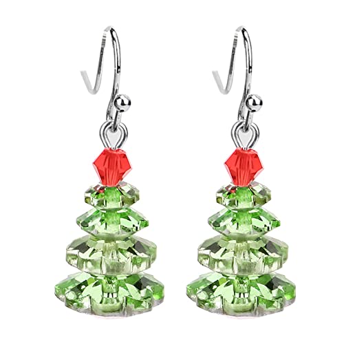 Weihnachtsbaum-Ohrringe für Damen, Kristall-Weihnachtsbaum-Ohrringe, Weihnachtsbaum-Ohrringe, baumelnd, Strass, Weihnachtsbaum-Ohrringe für Mädchen, Weihnachten, Geburtstag, Schmuck, Geschenk für von GFLPO
