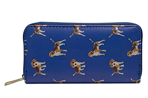 GFM® Damen Geldbörse mit Mohnblumen-Motiv, Hunde und Katzen, Prs-bg-Beagle-blau, S, Modern von GFM