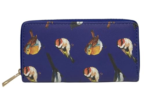 GFM® Damen Geldbörse mit Vogel- und Bienen-Muster (PRS-C), Wildvögel, blau, S, Modern von GFM