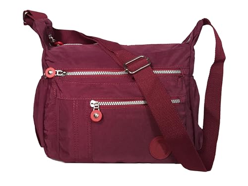 GFM® Damen Nylon Umhängetasche - S1-Weinrot - (NCB-1503-WLL) von GFM
