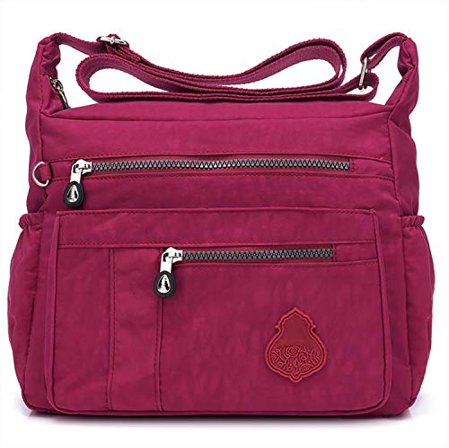 GFM® Damen Nylon Umhängetasche - Stil S1-Rosa Rot- (NCB-921-GHFSH) von GFM