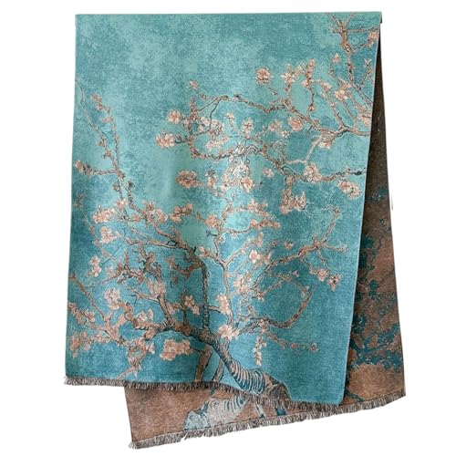 GFM® Damen - Schal, Kaschmir-Textur, Malerei, Kunstdruck, Schal für Herbst und Winter (PWSHL), Px-MandelblüteVan Gogh (PX-FRLSHL-428-ALBSM) von GFM