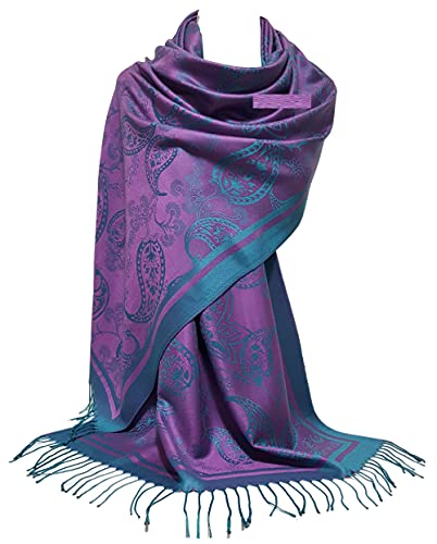 GFM® Damen Schal im Pashmina-Stil - Federn oder Blumenmuster. (S1-2054-LiTL) von GFM