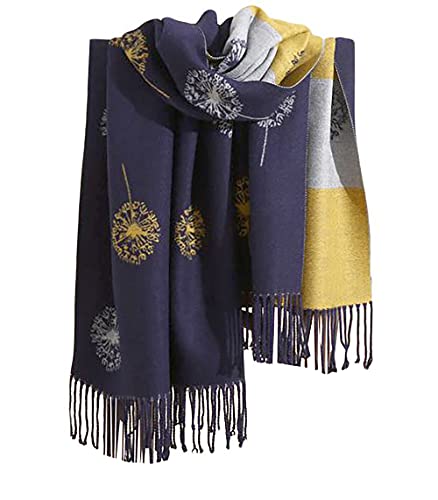 GFM® Damen-Schal mit Löwenzahn, superweicher Kaschmir-Griff, Herbst und Winter, DLSHL-ghnl-navy blau von GFM