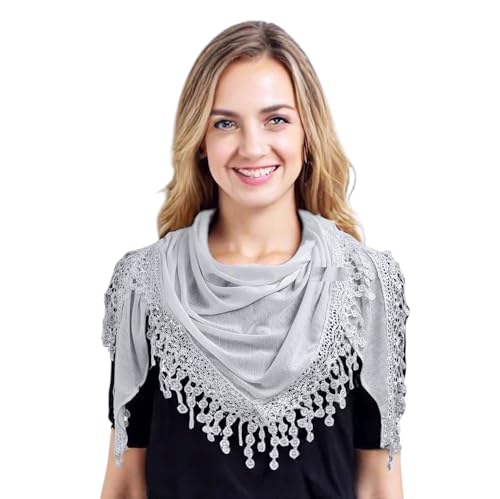 GFM® Dreieckstuch aus Jersey, mit Spitze und Quasten (TRI-PLN), (Tri-pln-sfd-weiß) von GFM