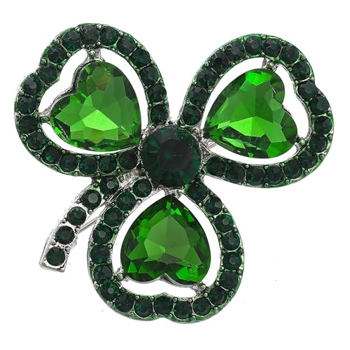 GFM® Emaille-Brosche mit drei oder vierblättrigen Kleeblatt-Dimantes, (BRCH-Clover-CRYS), S, Metall, Kristall von GFM