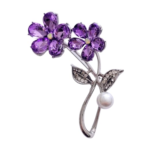 GFM® Forget Me Not Blumenbrosche – Kristall & Strass verzierte Anstecknadel, M, Metall von GFM