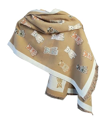 GFM® Katzen drucken Kaschmir Gefühl Pashmina Schal für Herbst Winter (CTSHL1), Ctshl-Kätzchen Braun, 42 von GFM