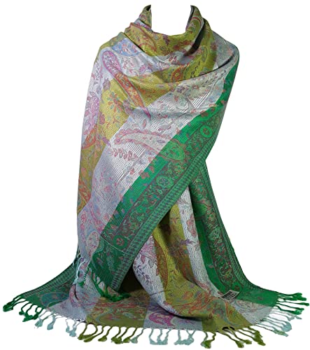 GFM® MSC-B Schal mit Blumenmuster, Paisleymuster, Pashmina-Stil, Msc2-lhr-hellgrün, 42 von GFM