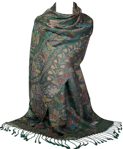 GFM® MSC-B Schal mit Blumenmuster, Paisleymuster, Pashmina-Stil, Msc4-dunkelgrün, 42 von GFM