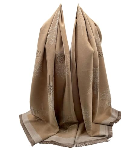 GFM® Mulberry Trees bedruckter Kaschmir-Pashmina-Schal für Herbst und Winter (MBRY-A), Mbshl-tt-hellbraun, L von GFM