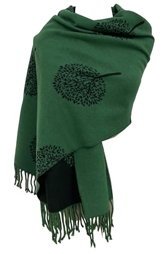 GFM® Mulberry Trees bedruckter Schal oder Kaschmir-Gefühl Pashmina-Schal für Herbst Winter (MBRY-A), .Mbshl-hr-grün, 42 von GFM