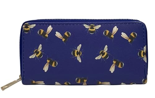 GFM® PRS-C Damen-Geldbörse mit Vogel- und Bienenmuster, Bienen-Blau, S, Modern von GFM