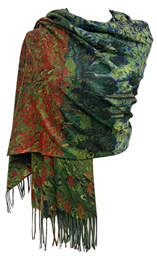 GFM® Wollmischung Kaschmir Textur Malerei Kunst basiert Druck Schal Schal für Herbst Winter (PWSHL), Pwshl-van Gogh Mohnfeld, 42 von GFM