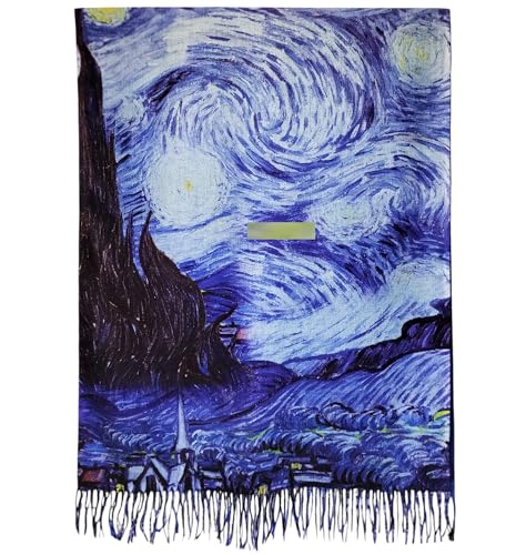 GFM® Schal aus Wollmischung, Kaschmir-Textur, Malerei, Kunstdruck, Schal, Schal für Herbst und Winter, Van Gogh Starry Night- (PWSHL-FS-3353-A) von GFM
