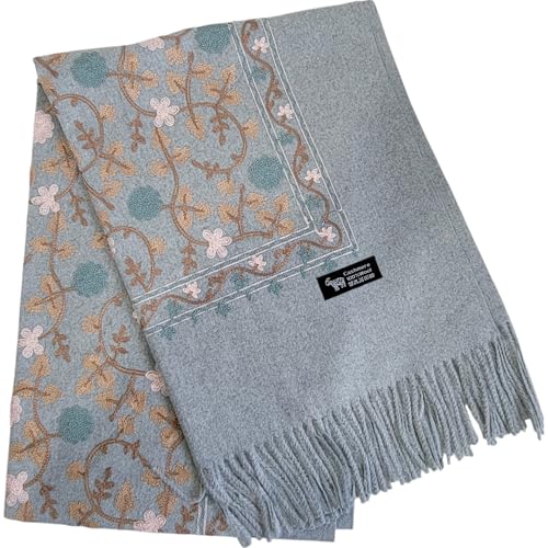 GFM® Pashmina-Schal, bestickt, Kaschmir-Textur, Wolle, Herbst/Winter -Hellgrau-EMBSHL-1-Hlbh) von GFM