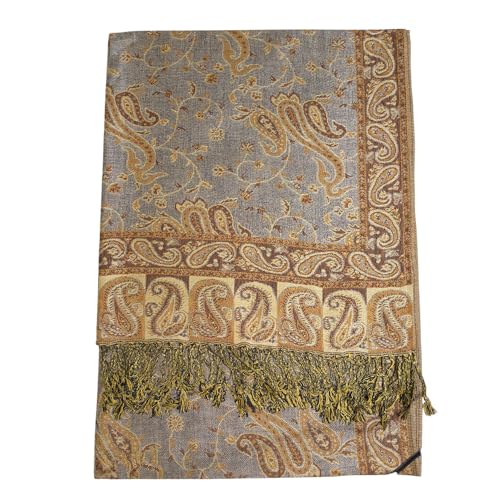 GFM® Pashmina-Stil weicher Schal mit Paisleymustern (Pash-023), Grau / Braun, L von GFM
