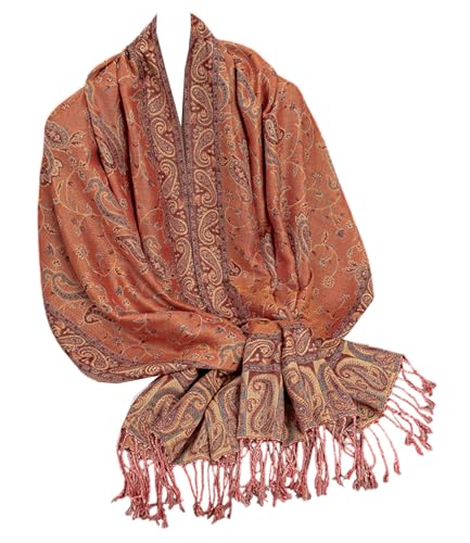 GFM® Pashmina-Stil weicher Schal mit Paisleymustern (Pash-023), Orange, L von GFM