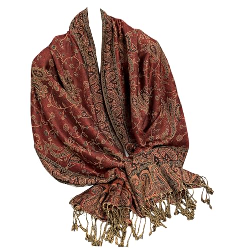 GFM® Pashmina-Stil weicher Schal mit Paisleymustern (Pash-023), Rot (Berry Red), L von GFM