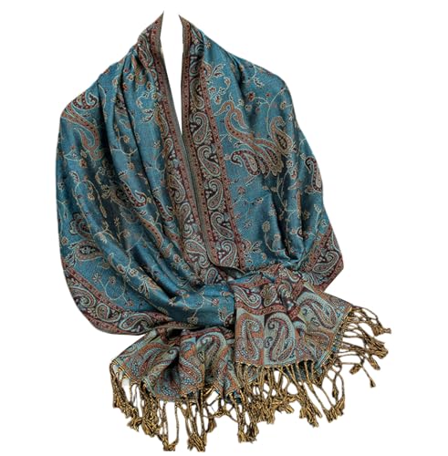 GFM® Pashmina-Stil weicher Schal mit Paisleymustern (Pash-023), dunkel-türkis, L von GFM