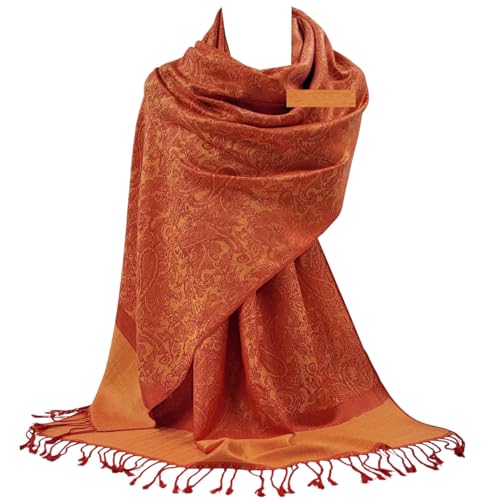 GFM® Pashmina-Stil weicher Schal mit geprägtem Paisleymuster (P093), P093-crtnrgnrg-Orange, 42 von GFM