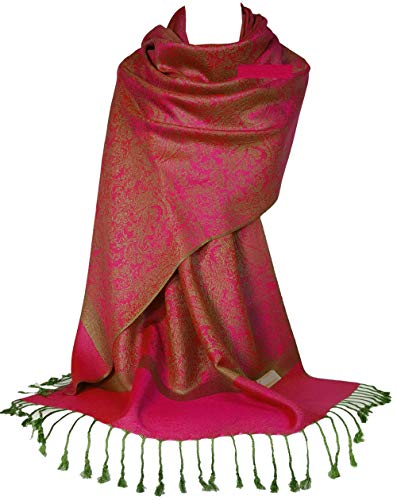 GFM® Pashmina-Stil weicher Schal mit geprägtem Paisleymuster (P093), P093-crtglbjtn-pink oliv, One size von GFM