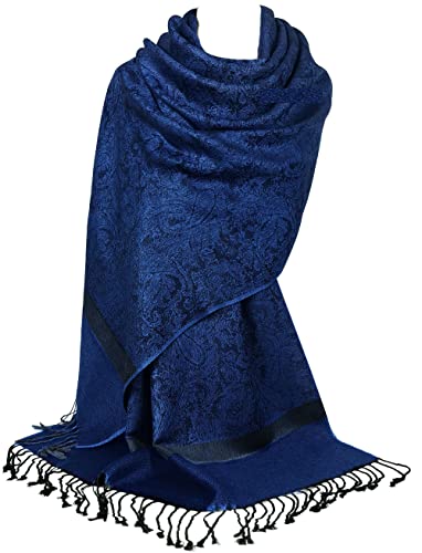 GFM® Pashmina-Stil weicher Schal mit geprägtem Paisleymuster (P093), P093-crtnlkl-königsblau, L von GFM