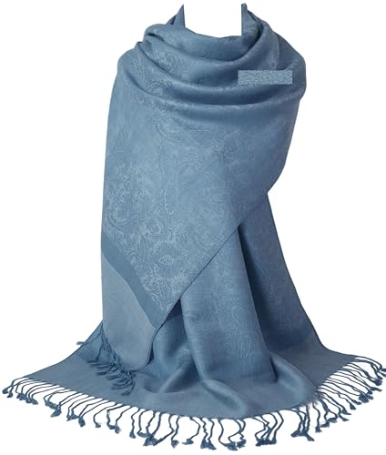 GFM® Pashmina-Stil weicher Schal mit geprägtem Paisleymuster (P093), P093-hlnl-hellblau, 42 von GFM