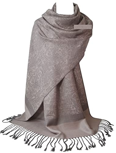 GFM® Pashmina-Stil weicher Schal mit geprägtem Paisleymuster (P093), P093-ndbh-Nude Grey, 42 von GFM