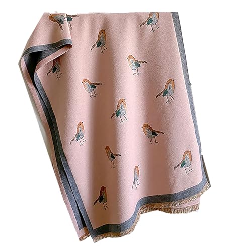 GFM® RNSHL-88-A-BGLB Weihnachtstuch, Motiv: Rotkehlchen, Kaschmir-Textur, Rnshl Schal, Rosa, Rnshl-Schal, Rosa, L von GFM