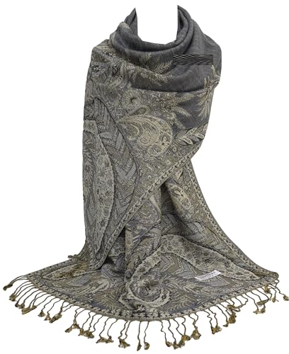 GFM® Schal im Pashmina-Stil mit Blumenmuster (MSC-A), Pnx-bh-phoenix grau., L von GFM