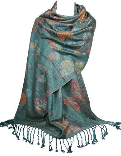 GFM® Schal im Pashmina-Stil mit Schmetterlingsmotiv (BFPASH-2), Bf72-Blaugrün, L von GFM