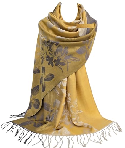 GFM® Schal mit Blumenmuster im Pashmina-Stil (FRL3), 2021-mtdbh-Senf, L von GFM