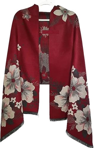 GFM® Schal mit Kaschmir-Textur, Pashmina-Stil, für Herbst und Winter (YCA-A), 42-Ghll-Rot, L von GFM