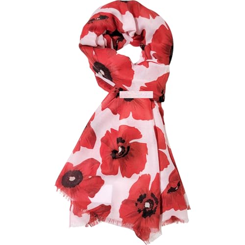 GFM® - Schal mit Mohnblumen-Aufdruck PPYSCF-99-Hellrosa-Weiß- (FS-2391-C-PPYSCF-SFD) von GFM