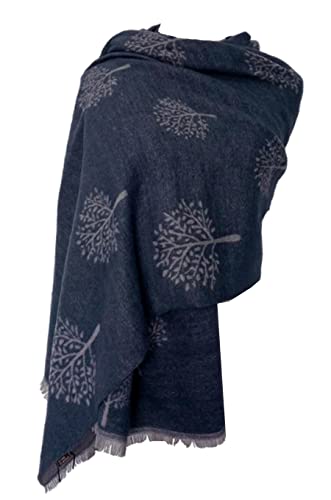 GFM® Schal oder Schal mit Maulbeer-Motiv, Mbshl-ghnl-shawl Navy Blue Grey, 42 von GFM