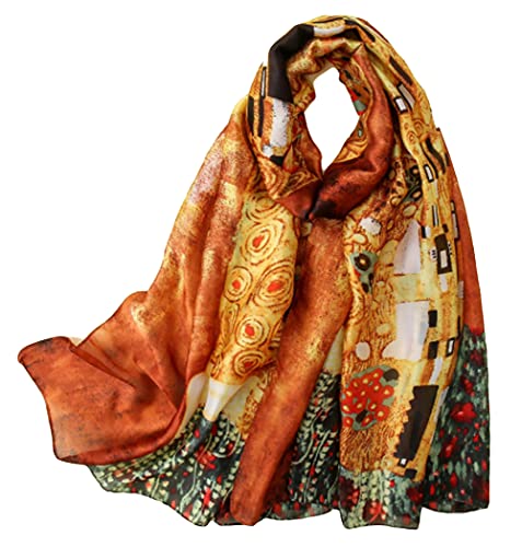 GFM® Seidenmischung Malkunst basierter Schal (VSLK-Klimt The Kiss) von GFM
