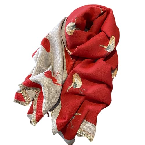 GFM® Weihnachtsschal mit Rotkehlchen-Motiv, Rnshl-Schal, Rot, L von GFM